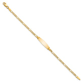 14k Polished Semi-Solid Chain/Solid Plate Figaro Link Soft Diamond Shape 19.5x5.5mm Plate 7 inch ID Bracelet